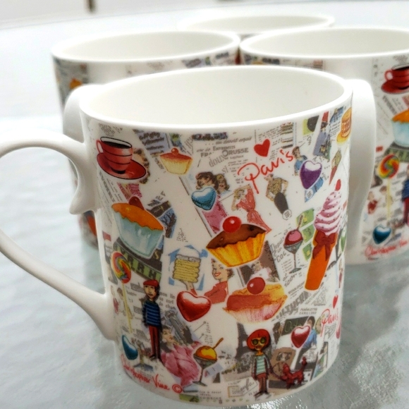 CHRISOPHER VINE Australia PARIS Porcelain Collectible Coffee Mugs, Set of 4 - Picture 8 of 16